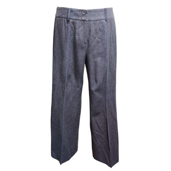 Ann Taylor Factory 10P Purple Black Wool Blend Trousers Petite Wide Leg Pants - Picture 1 of 6